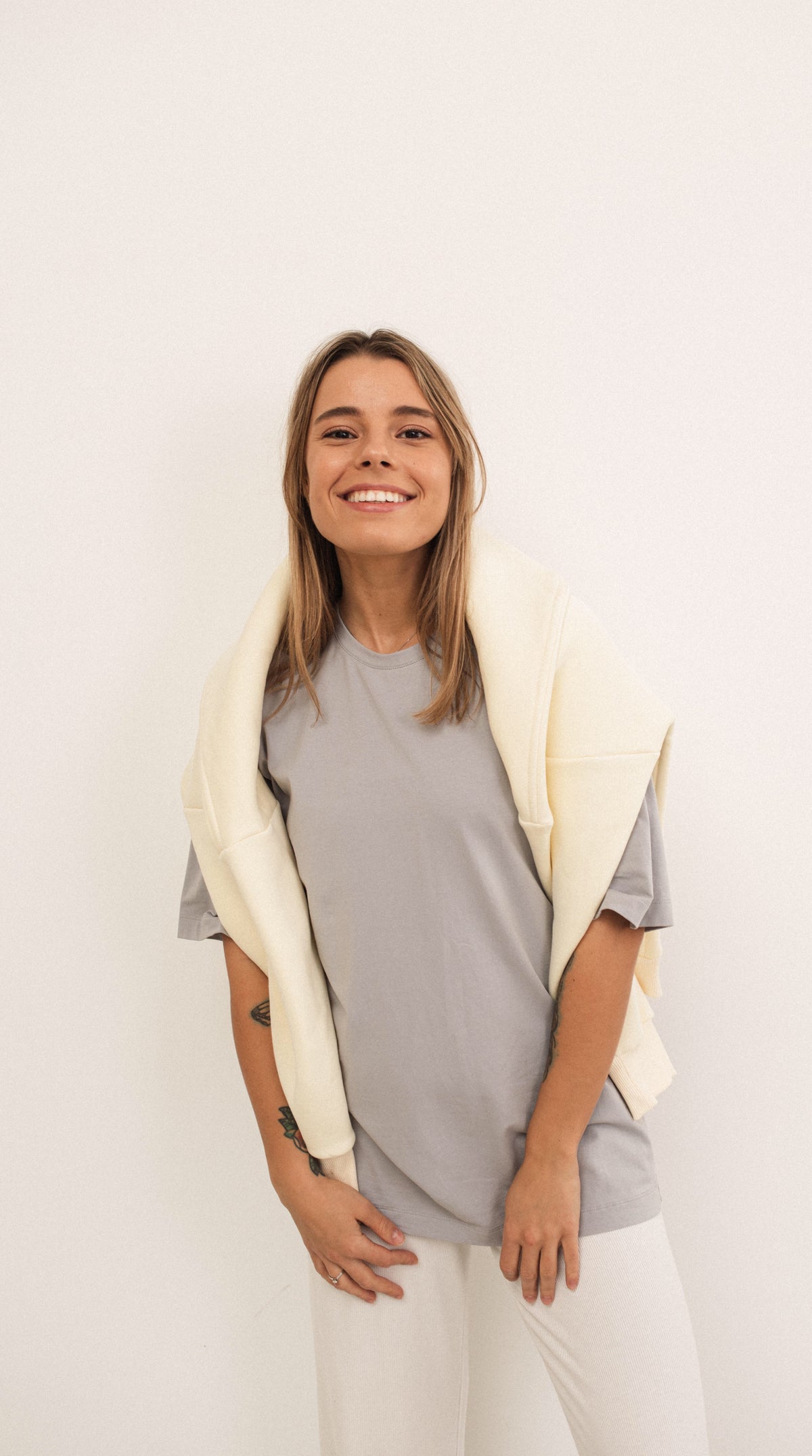 Gray basic cotton plain oversized t-shirt