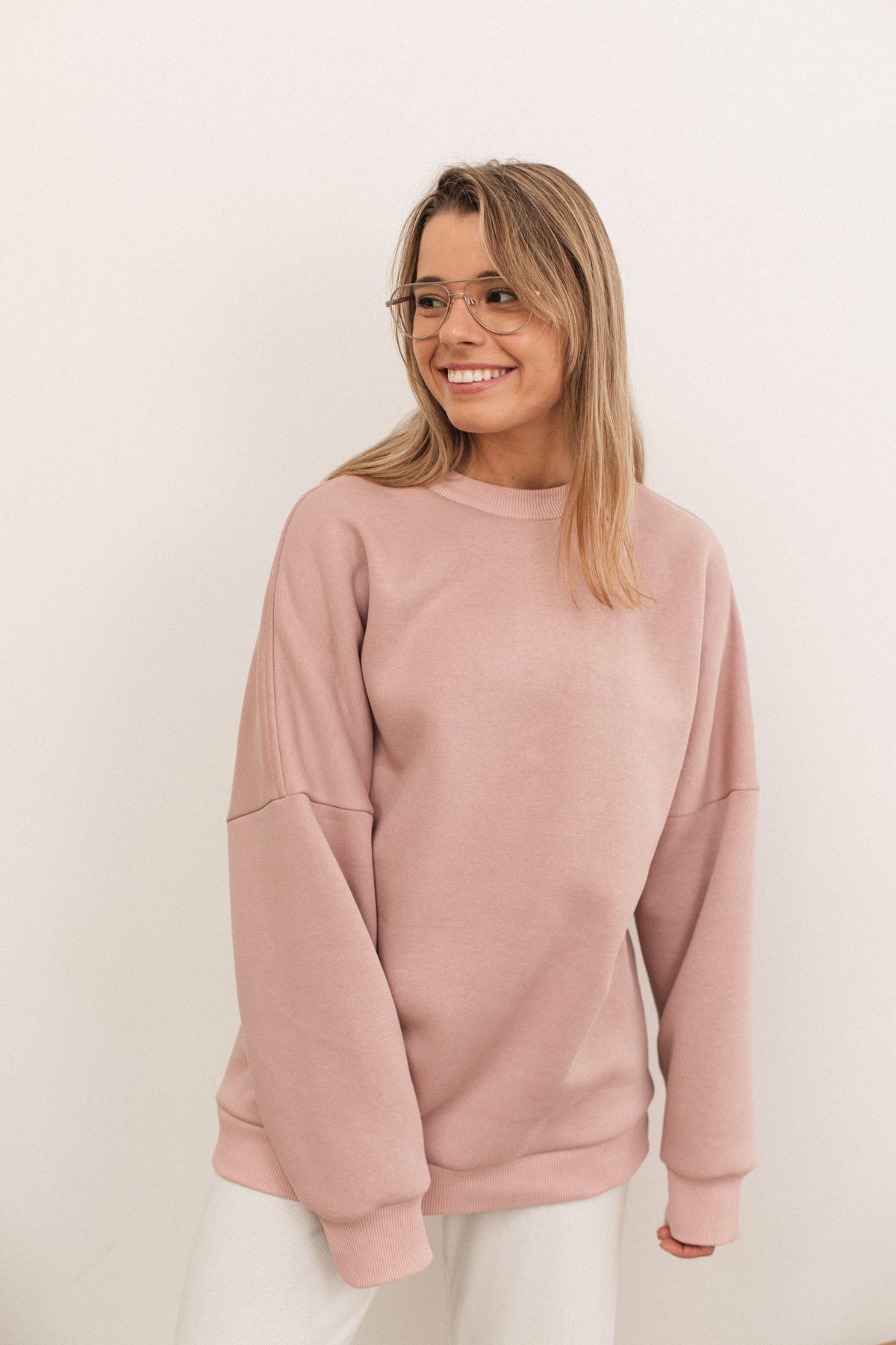 Plain pink fleece onesize sweatshirt