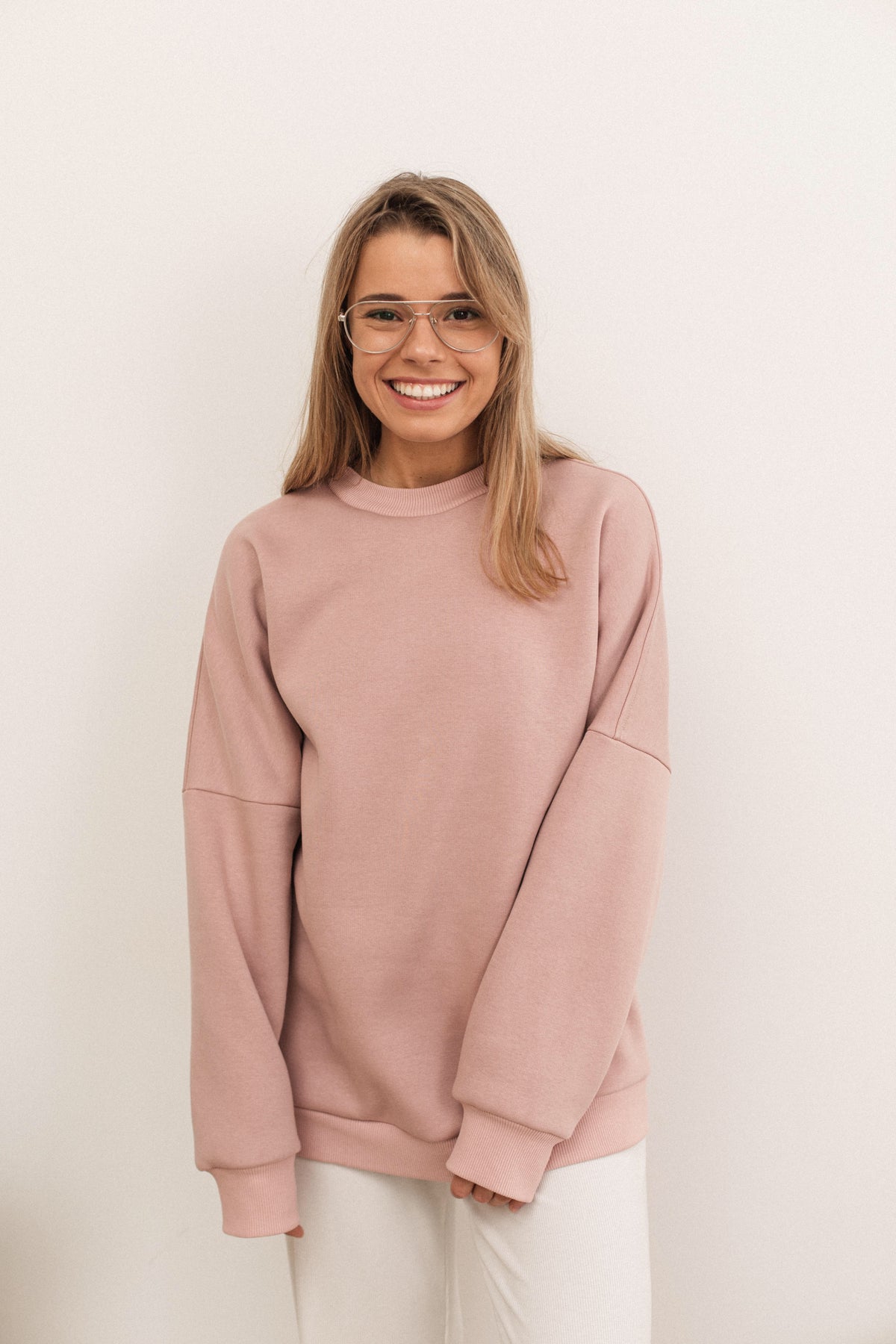 Plain pink fleece onesize sweatshirt